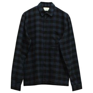 Sandro Paris Men’s Printed Cotton Blue Black Check Overshirt Flannel Size Small